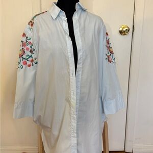 Floral Embroidered Button-Up Shirt